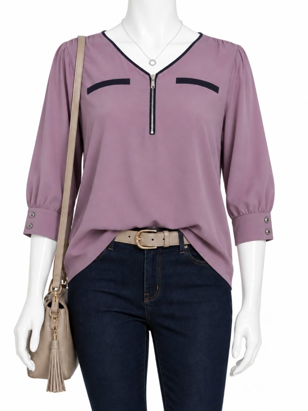 7th Avenue Lavender V-Neck Blouse – Women’s Size L – New Without Tags